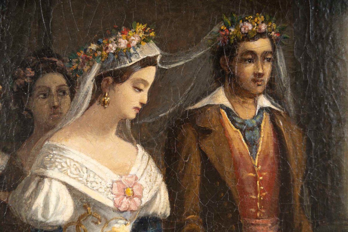 Huile sur Toile, Mariage napolitain – École italienne, début du XIXᵉ siècle-photo-4