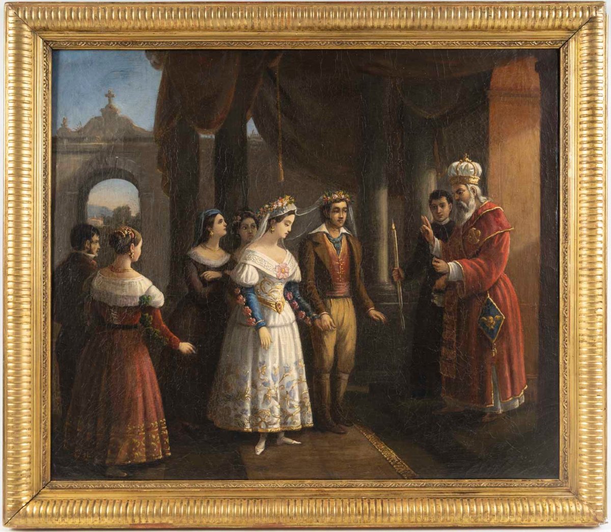 Huile sur Toile, Mariage napolitain – École italienne, début du XIXᵉ siècle