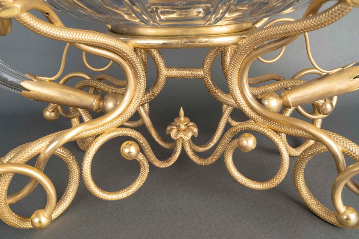 Centre de table aux cornes – Cristal et bronze doré, fin XIXᵉ siècle-photo-3