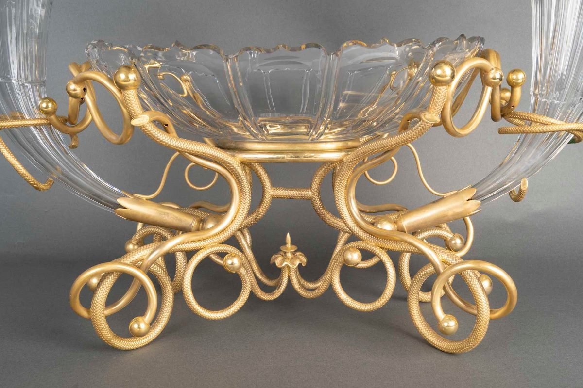 Centre de table aux cornes – Cristal et bronze doré, fin XIXᵉ siècle-photo-4