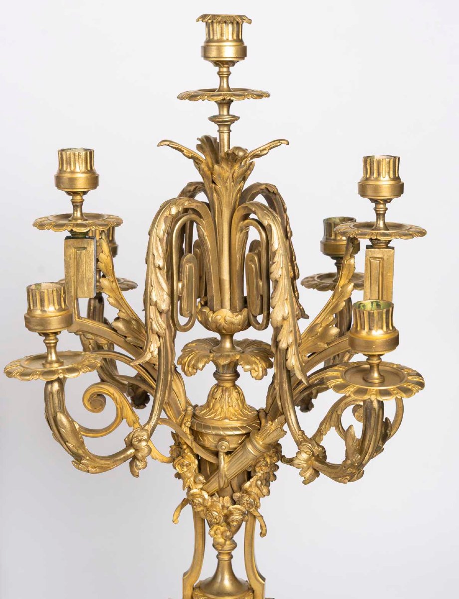 Fireplace Mantelpiece In Gilded Bronze And Faceted Crystal, Napoleon III Period—louis XVI Style-photo-4