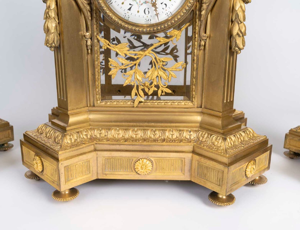 Fireplace Mantelpiece In Gilded Bronze And Faceted Crystal, Napoleon III Period—louis XVI Style-photo-2