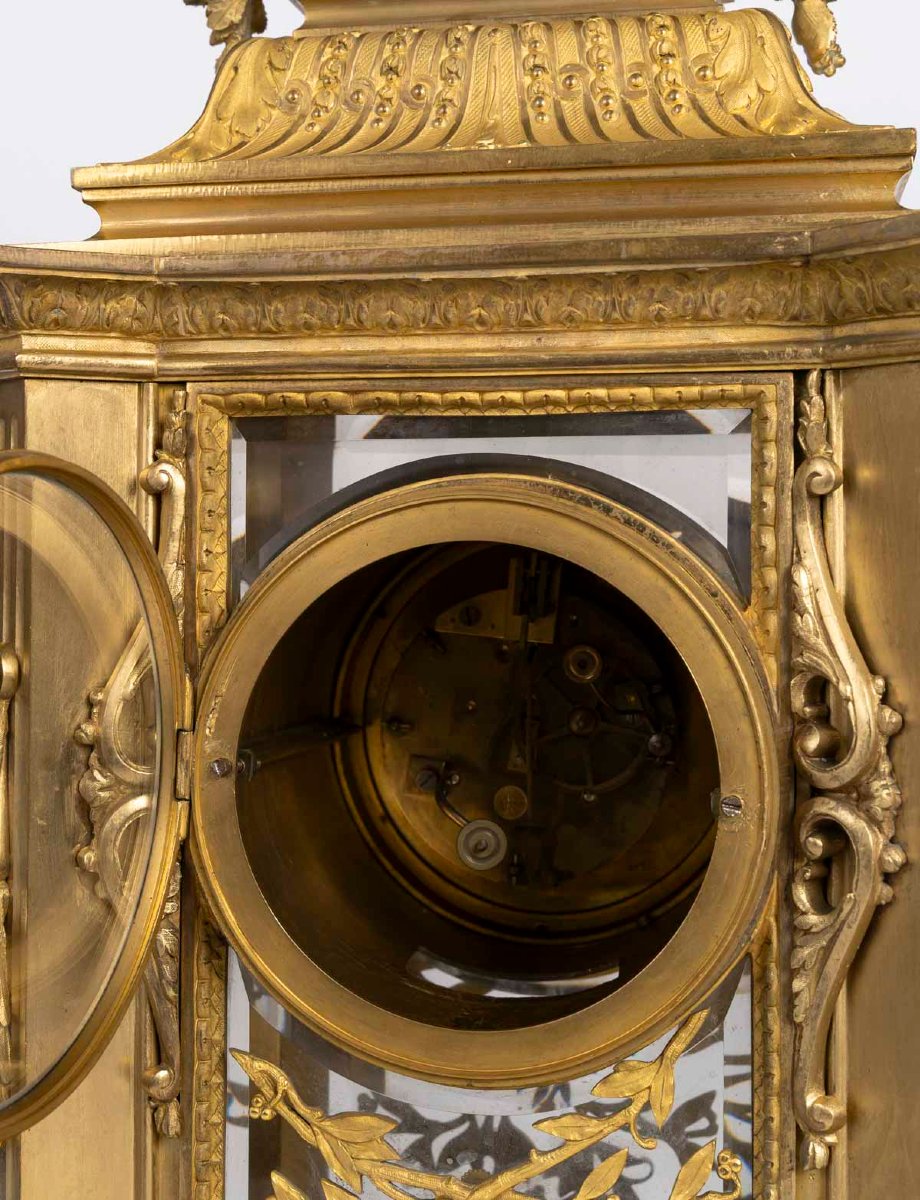 Fireplace Mantelpiece In Gilded Bronze And Faceted Crystal, Napoleon III Period—louis XVI Style-photo-3