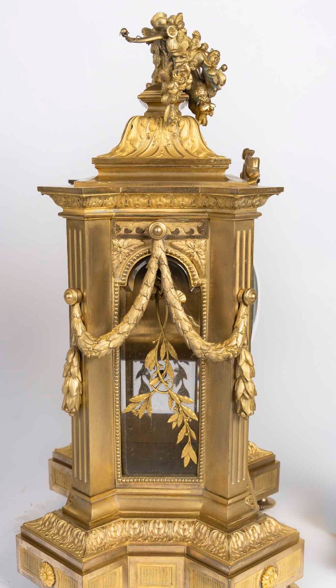 Fireplace Mantelpiece In Gilded Bronze And Faceted Crystal, Napoleon III Period—louis XVI Style-photo-5