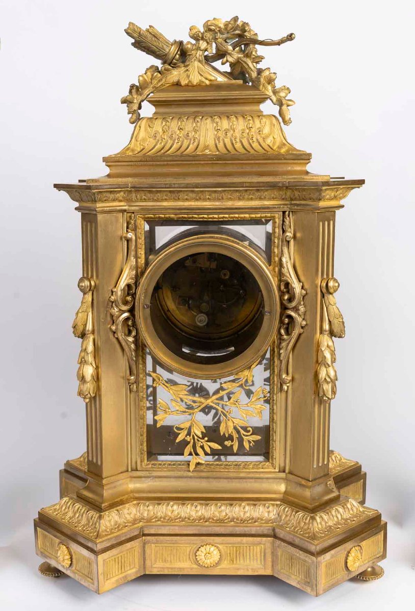 Fireplace Mantelpiece In Gilded Bronze And Faceted Crystal, Napoleon III Period—louis XVI Style-photo-6