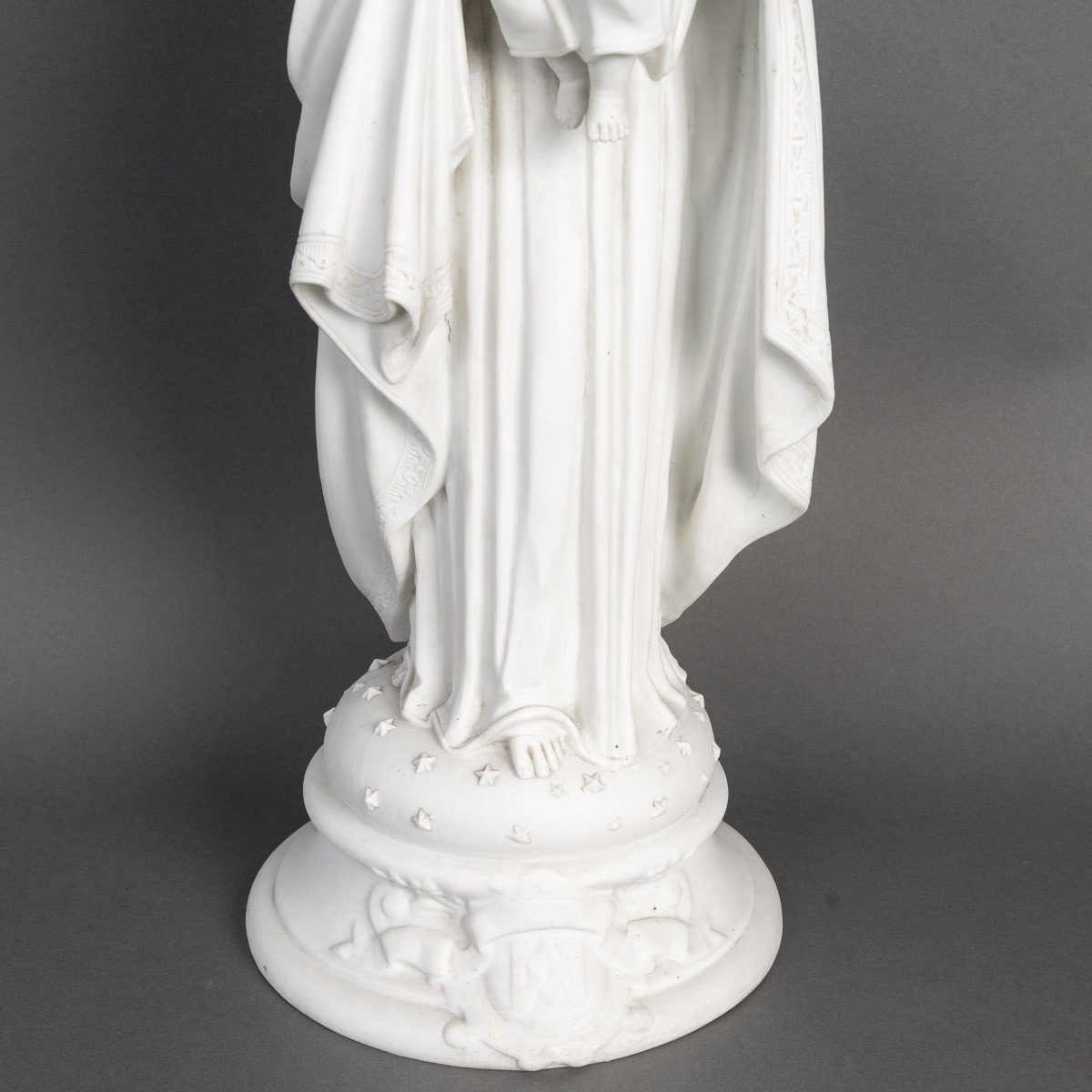 Statue Of The Virgin And Child In White Porcelain Biscuit, Attributed To Cyfflé, Late 19th Century-photo-4