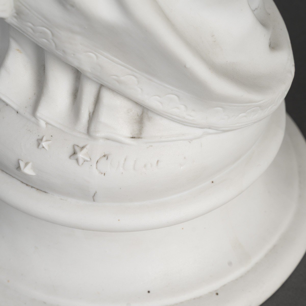 Statue Of The Virgin And Child In White Porcelain Biscuit, Attributed To Cyfflé, Late 19th Century-photo-1