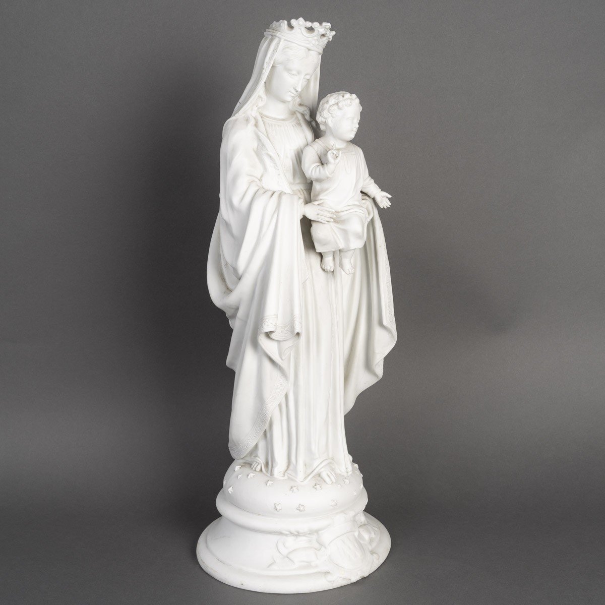 Statue Of The Virgin And Child In White Porcelain Biscuit, Attributed To Cyfflé, Late 19th Century-photo-3