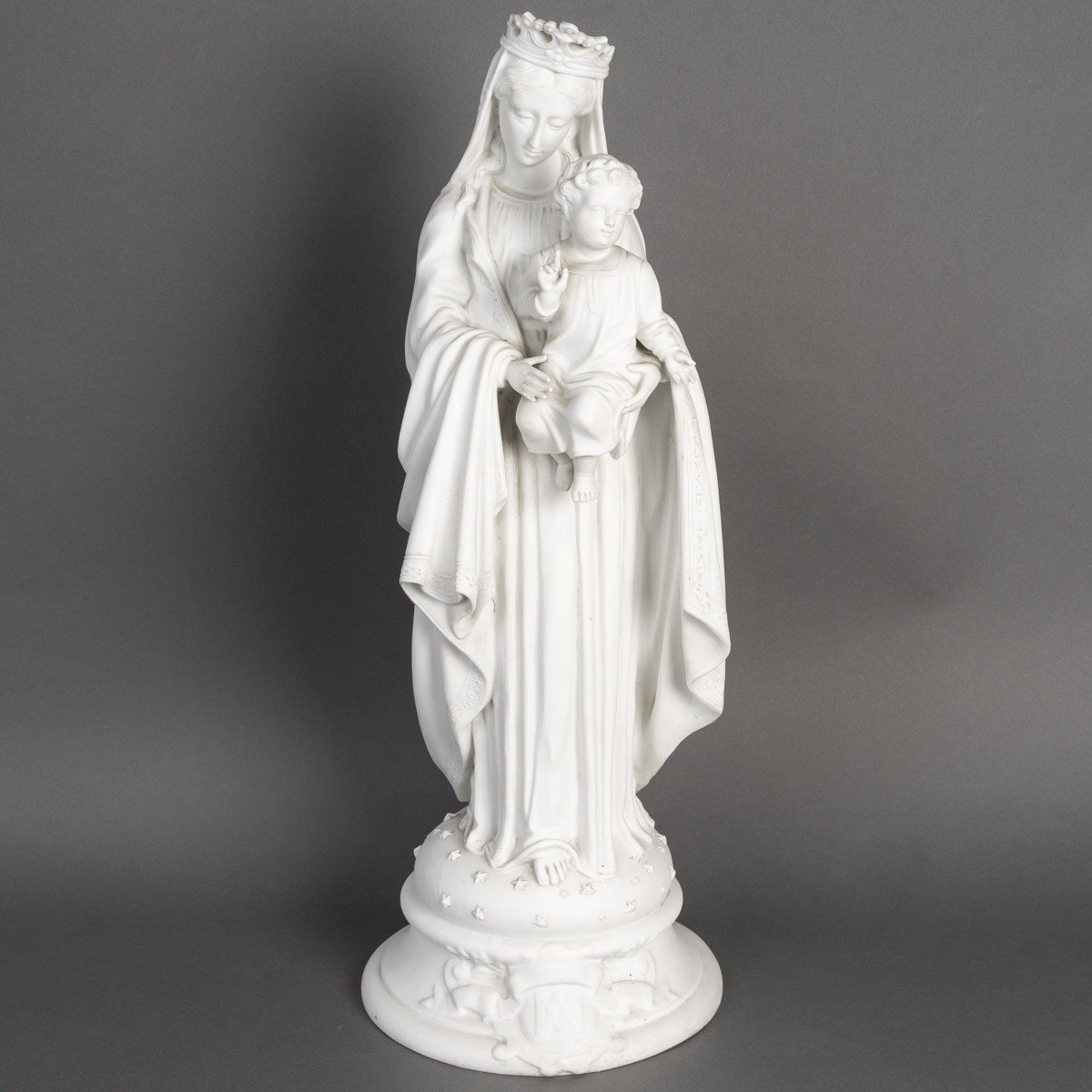 Statue Of The Virgin And Child In White Porcelain Biscuit, Attributed To Cyfflé, Late 19th Century