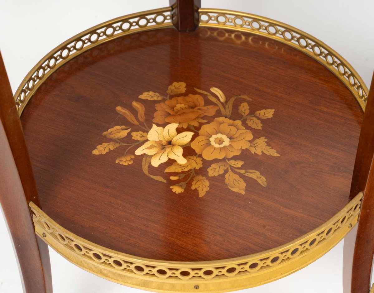 Mahogany And Gilded Bronze Side Tables With Marble Tops—louis XV Style, From The First Half Of The 20th Century.-photo-2