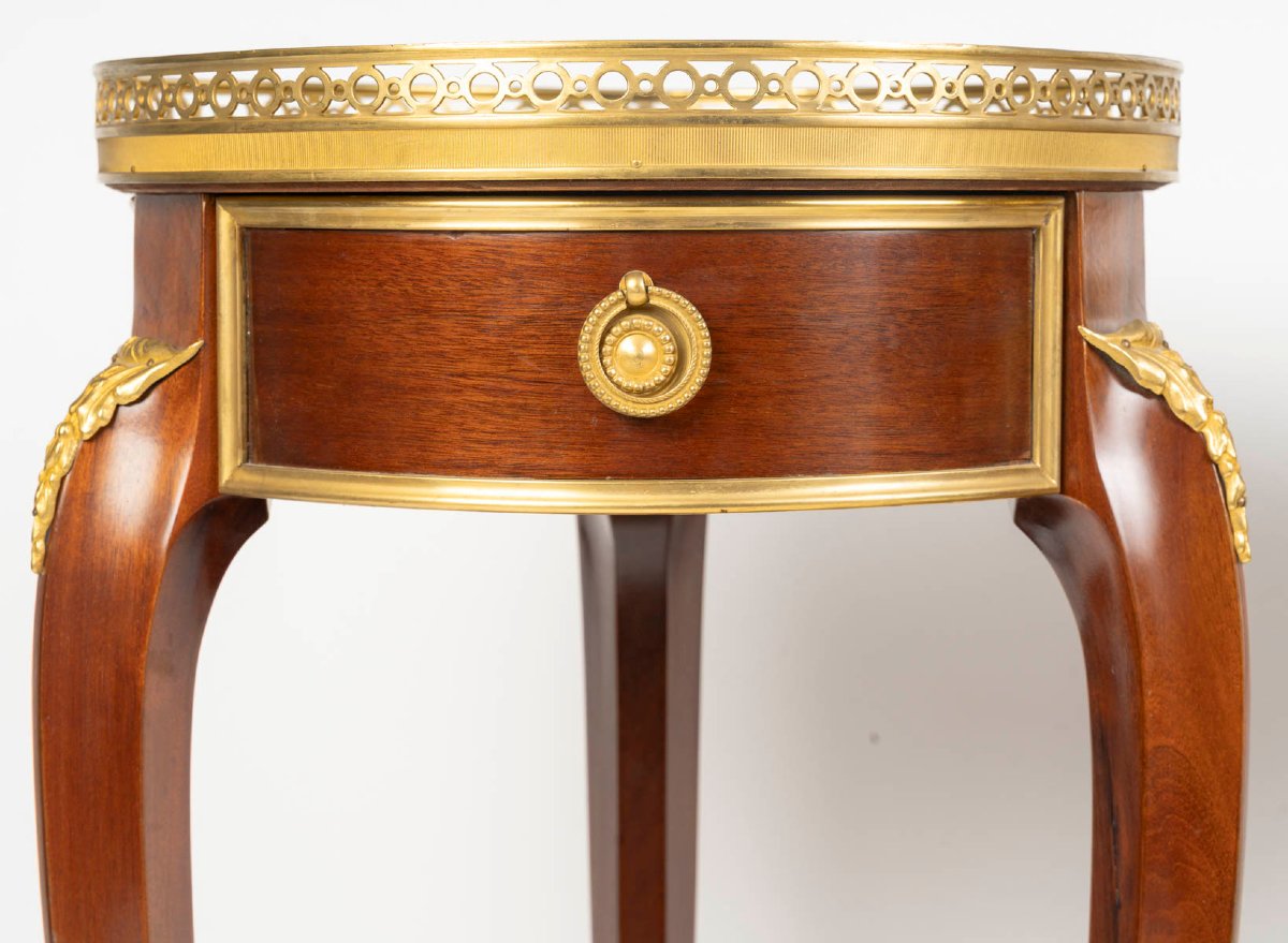 Mahogany And Gilded Bronze Side Tables With Marble Tops—louis XV Style, From The First Half Of The 20th Century.-photo-3