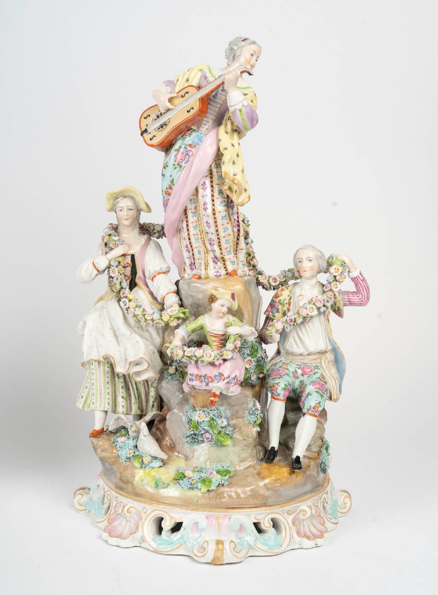 Paire de groupes « Le Concert champêtre », attribuée à Meissen – fin du XIXe siècle-photo-4