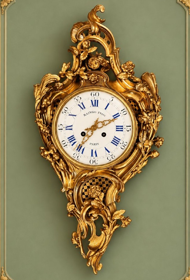Cartel d’époque Napoléon III en bronze doré – Raingo Frères, Paris