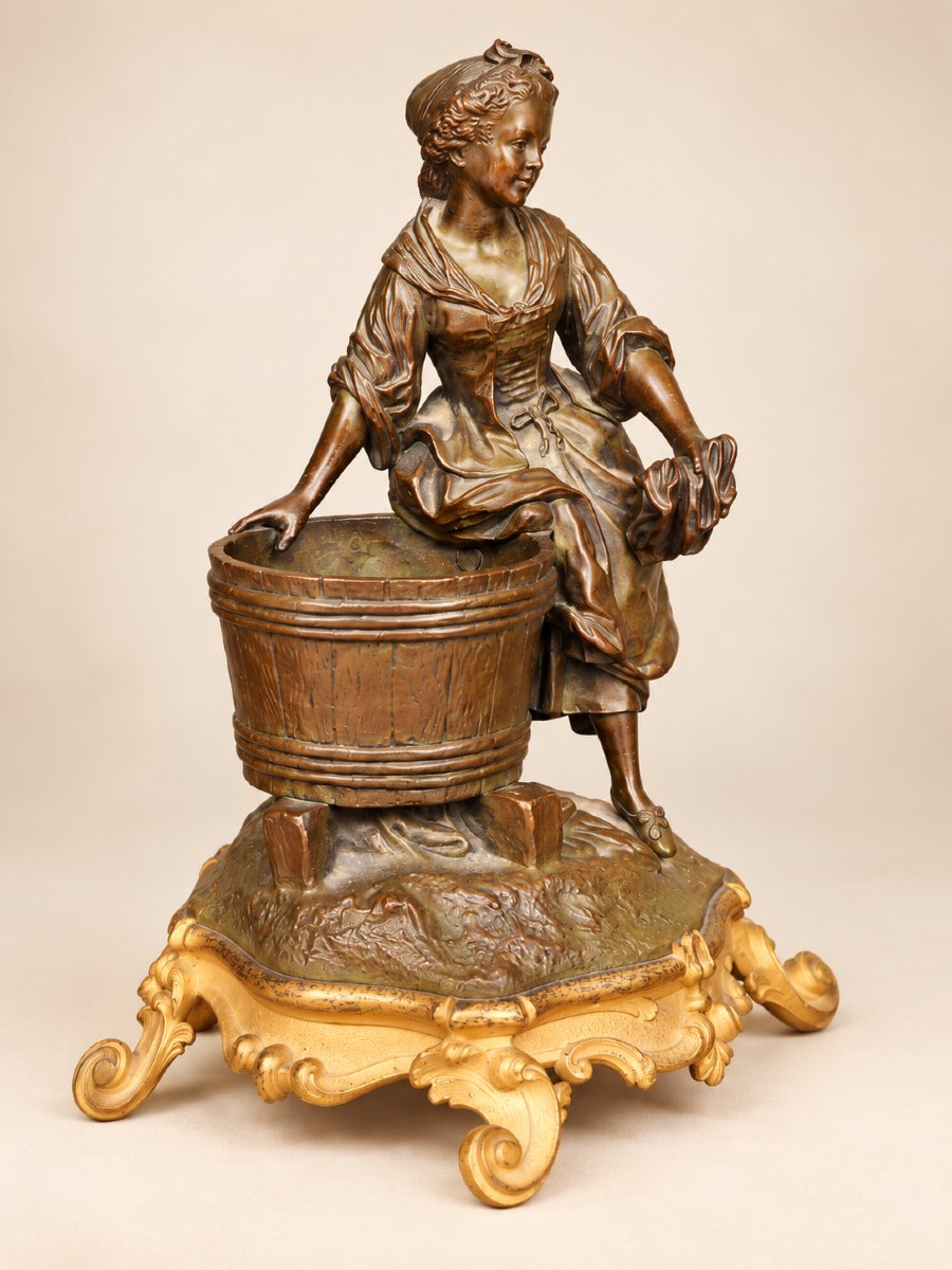 Pair Of Bronzes With Brown Patina And Gilded Bronze – Louis XV Style – 19th Century-photo-4