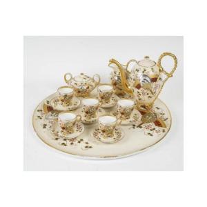 Porcelain Coffee Service In The Satsuma Style—japonism, Napoleon III Period, Late 19th Century