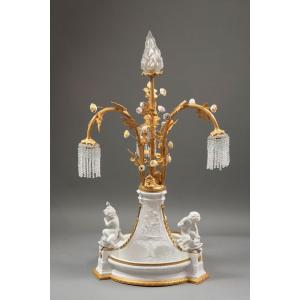 Centerpiece Made Of Biscuit Porcelain And Gilded Bronze, 19th Century