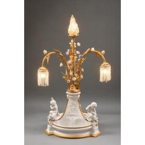 Centerpiece Made Of Biscuit Porcelain And Gilded Bronze, 19th Century