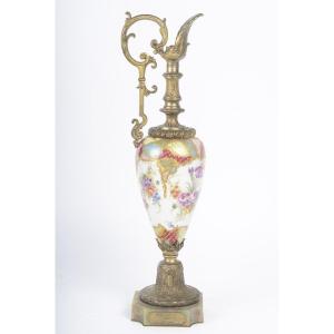Decorative Porcelain And Bronze Ewer, Late 19th Century, With A Plaque Reading “prix Bertin 1898”