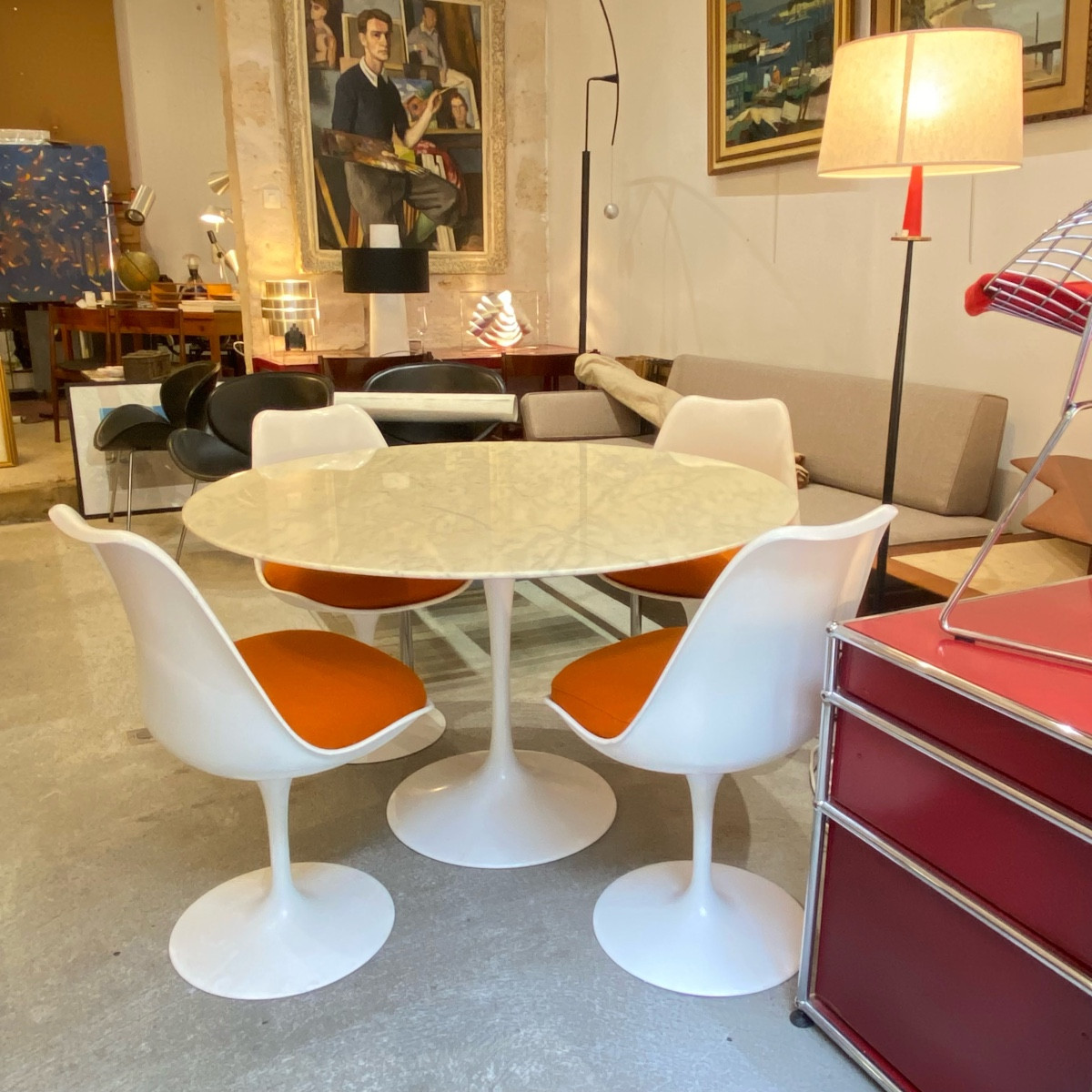 Quatre chaises tulipe Knoll Saarinen 