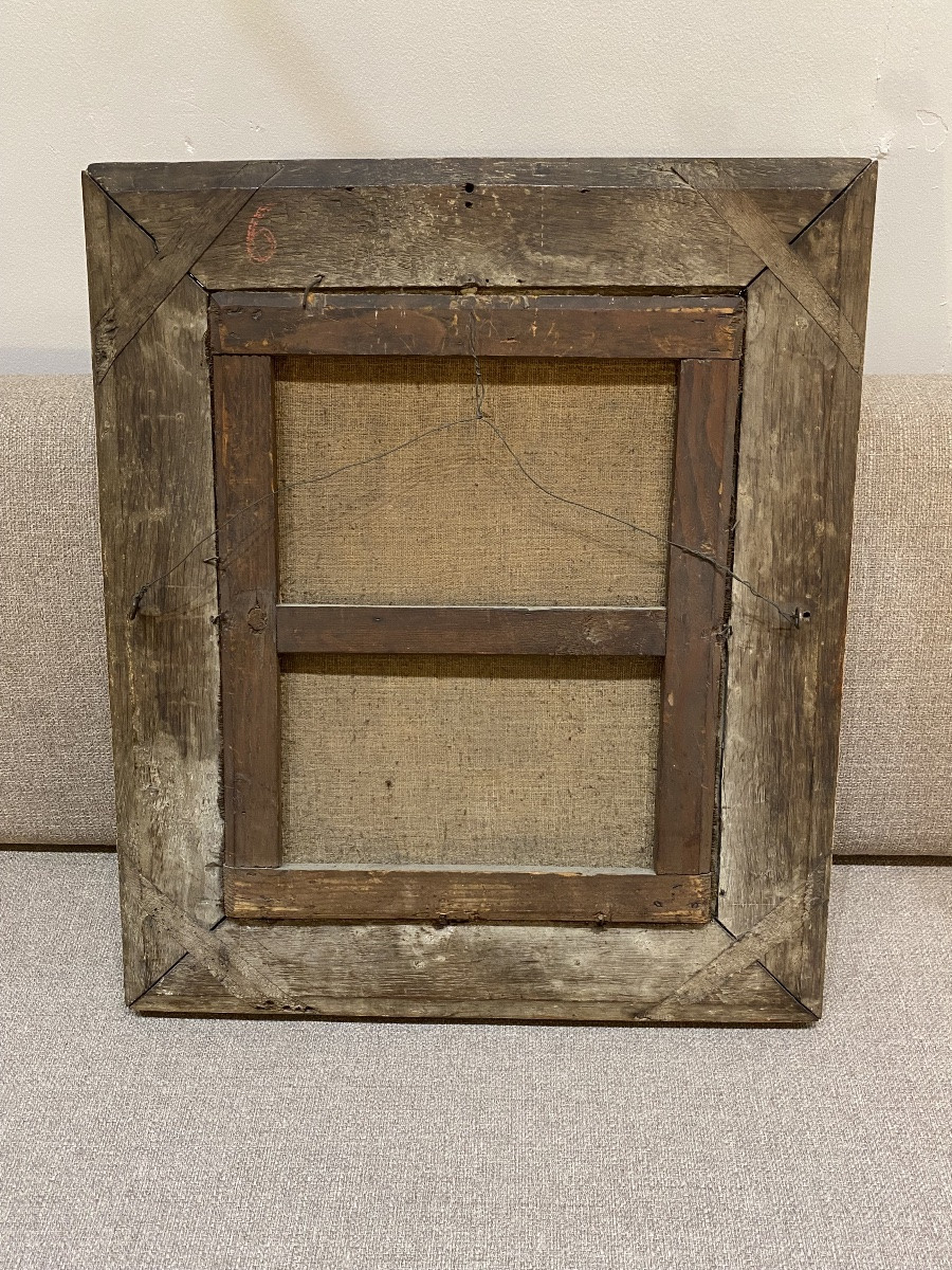 Tableau ancien huile sur toile chasseur de rats -photo-3