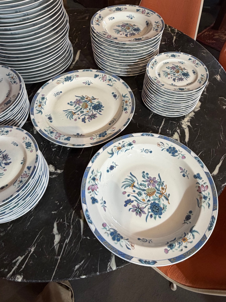 Bernardaud Limoges Porcelain Dinner Service, “pahang” Design — 75 Pieces-photo-2