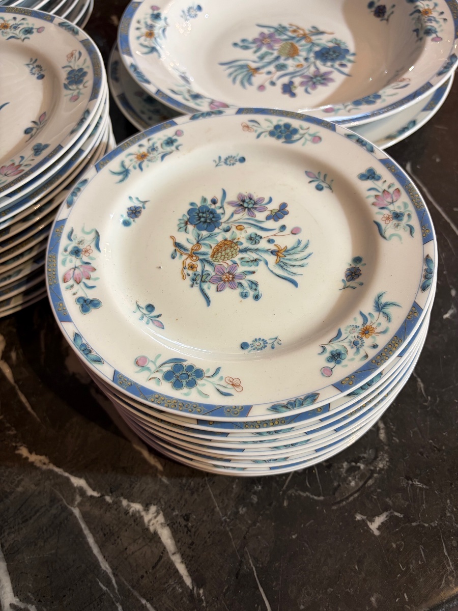 Bernardaud Limoges Porcelain Dinner Service, “pahang” Design — 75 Pieces-photo-4