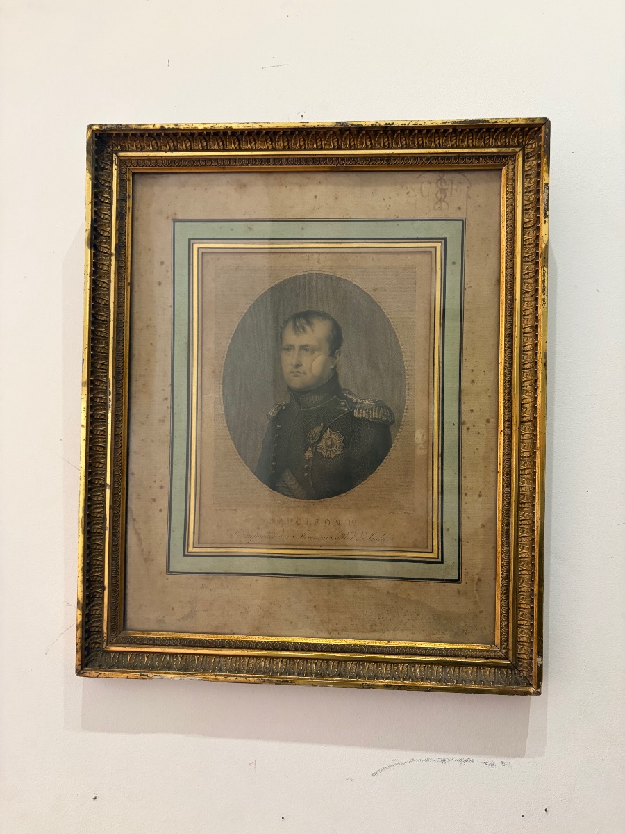Portrait Of Emperor Napoleon I - First Empire Print In Its Frame, Signed Labatut &amp; -photo-2