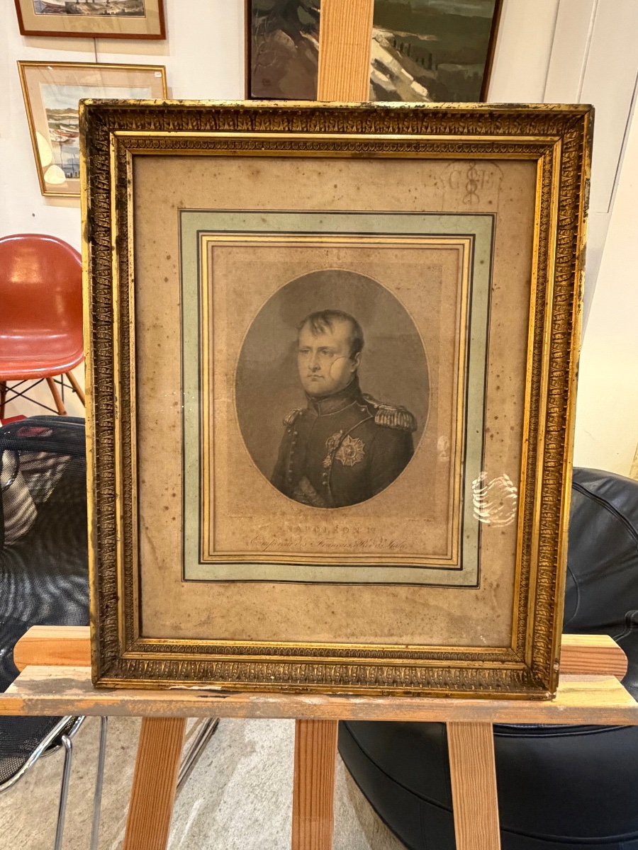 Portrait Of Emperor Napoleon I - First Empire Print In Its Frame, Signed Labatut &amp; 