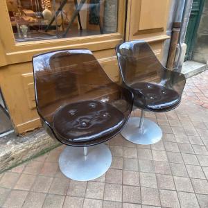 Pair Of Vintage Design Champagne Laverne Armchairs
