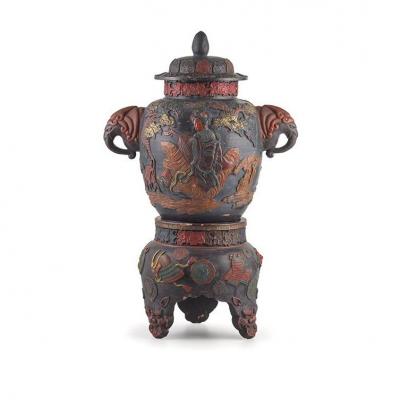 Large Incense Burner In Earthenware , XIXth Century, Japan