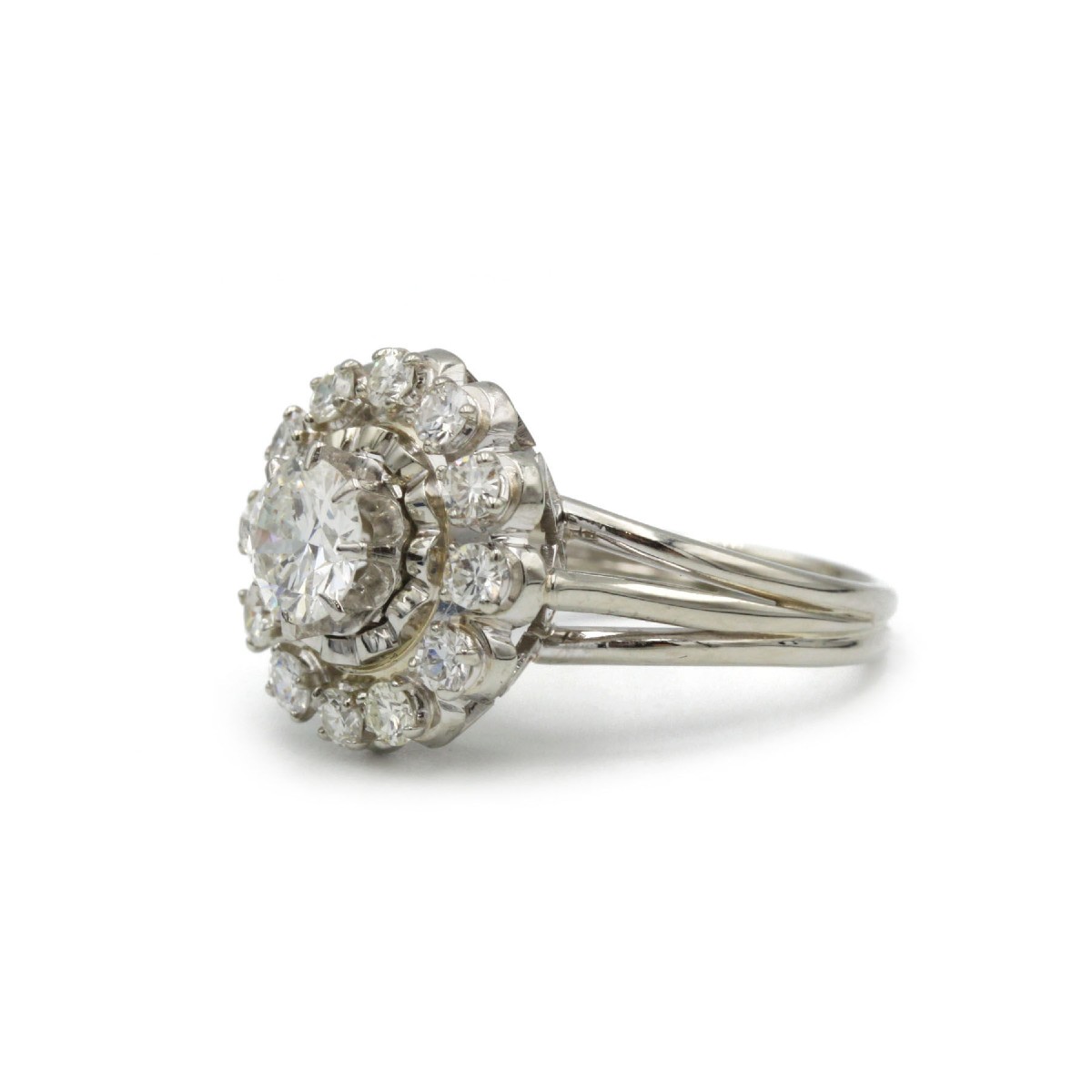 Bague vintage milieu du XXᵉ siècle (années 1950–60) en or 18 K et diamants, centre 0.80 carats -photo-3