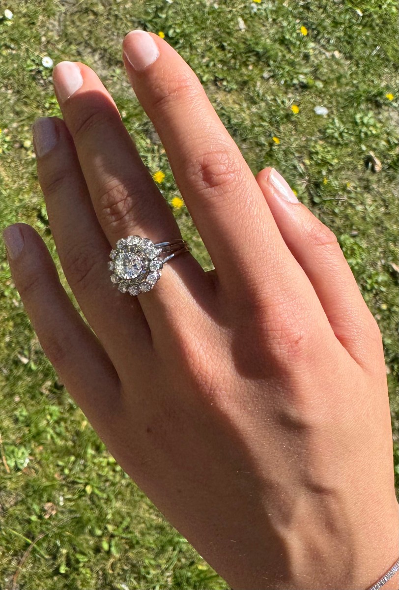 Bague vintage milieu du XXᵉ siècle (années 1950–60) en or 18 K et diamants, centre 0.80 carats -photo-3
