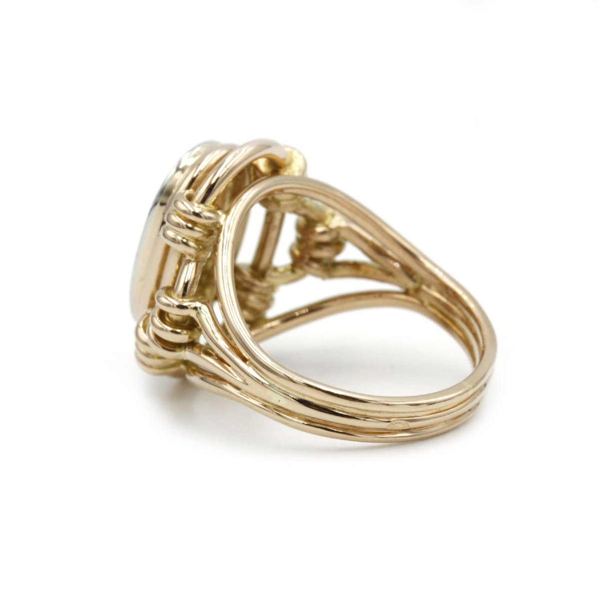 Bague ancienne française du XIXᵉ siècle en or jaune 18 K sertie de cinq diamants taille rose-photo-3