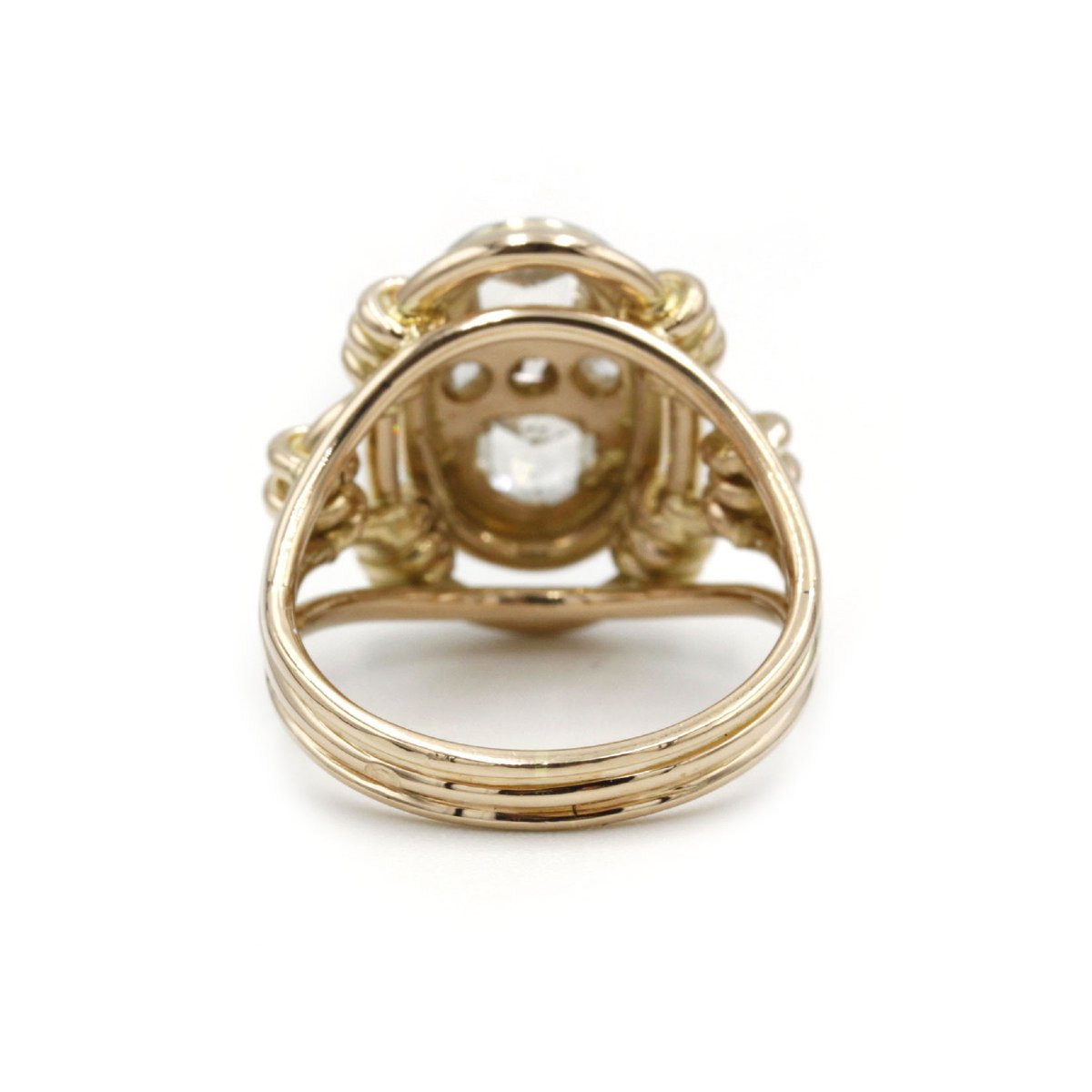 Bague ancienne française du XIXᵉ siècle en or jaune 18 K sertie de cinq diamants taille rose-photo-4