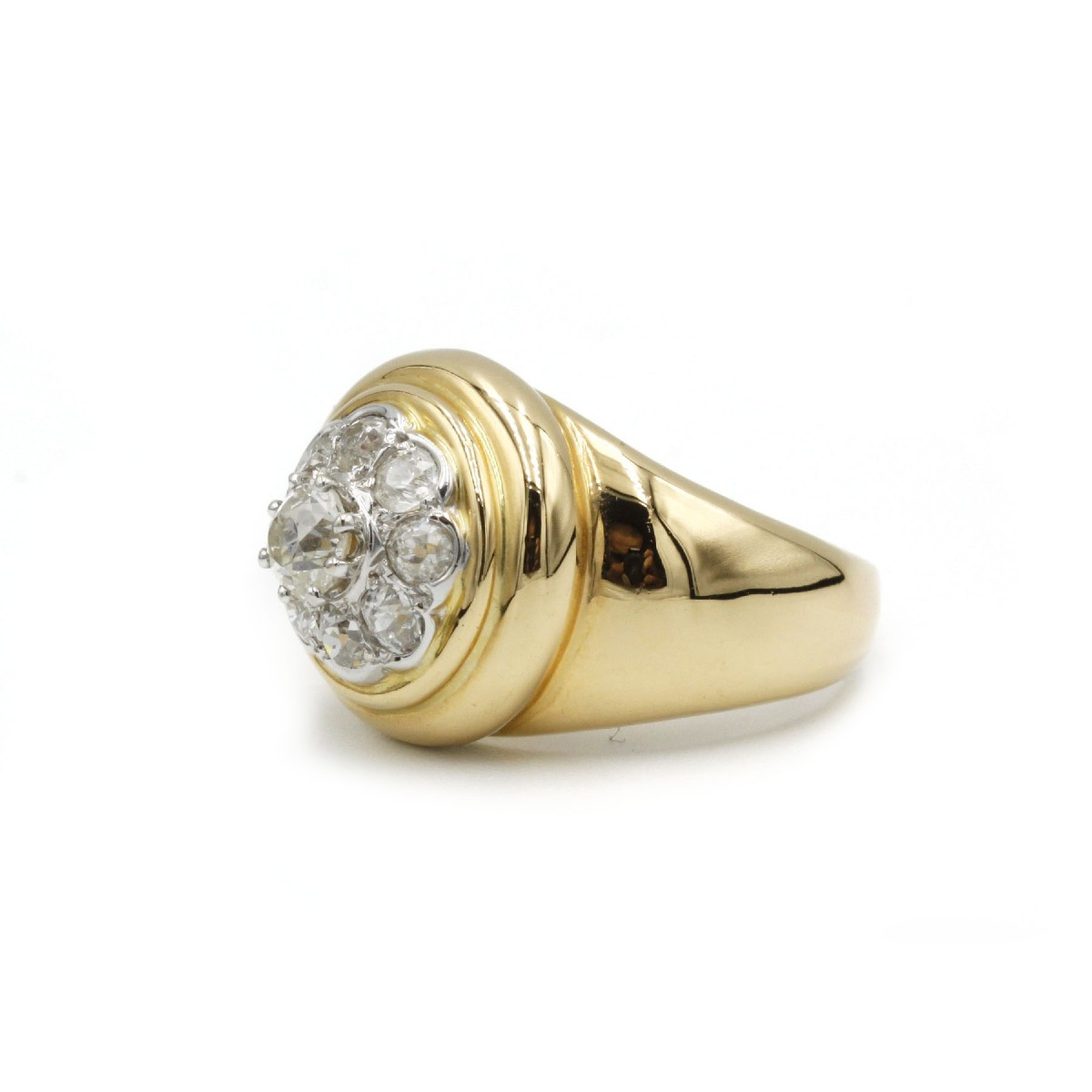 Bague cluster antique en or 18 K sertie de 2 ct de diamants tailles anciennes-photo-4