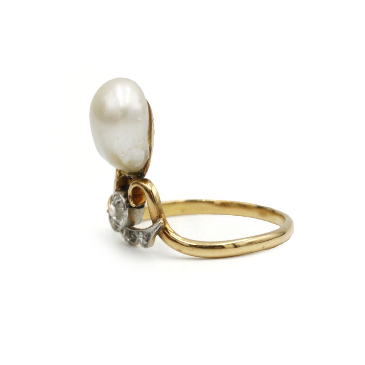 Bague “Duchesse” victorienne XIXᵉ siècle en perle et diamants – FR 51 (US 5¼)-photo-2