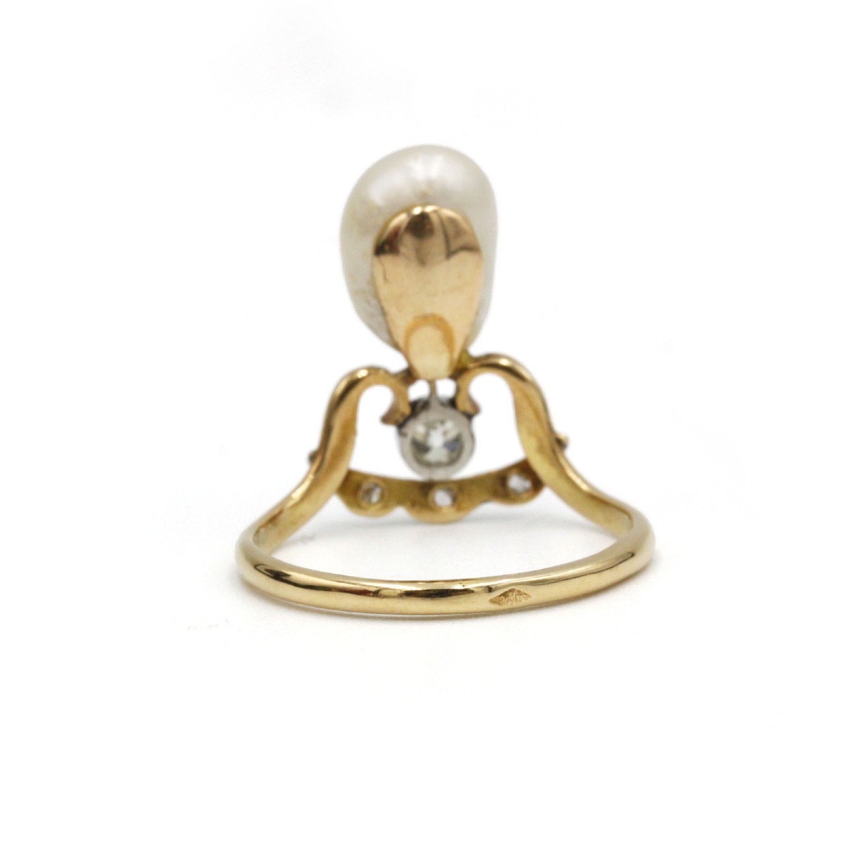 Bague “Duchesse” victorienne XIXᵉ siècle en perle et diamants – FR 51 (US 5¼)-photo-4