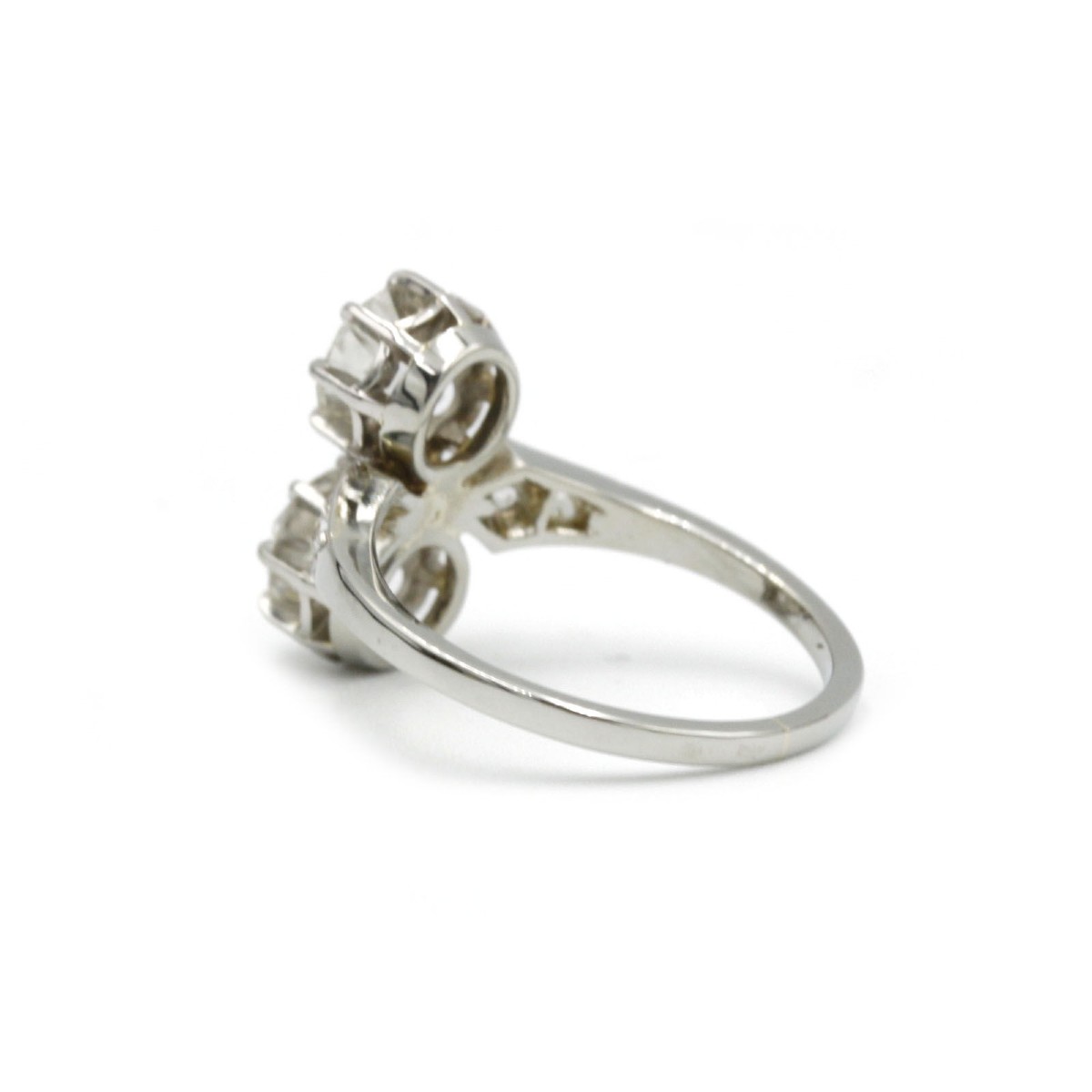 Bague « Toi et Moi » Art déco début XXᵉ siècle en platine et or, sertie de diamants, France-photo-1