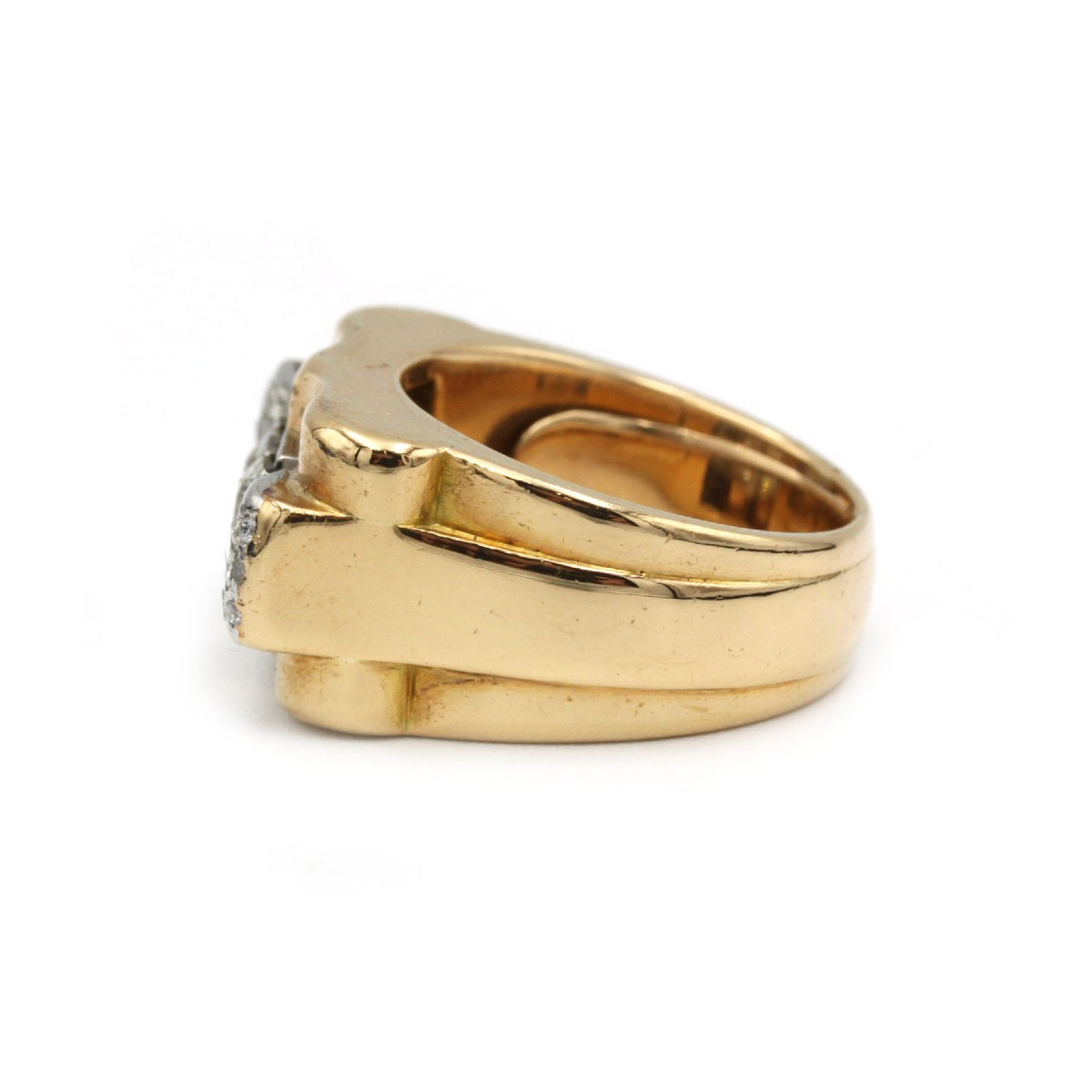 Bague vintage  “Tank” en or jaune 18 K et platine 950 sertie de diamants-photo-4