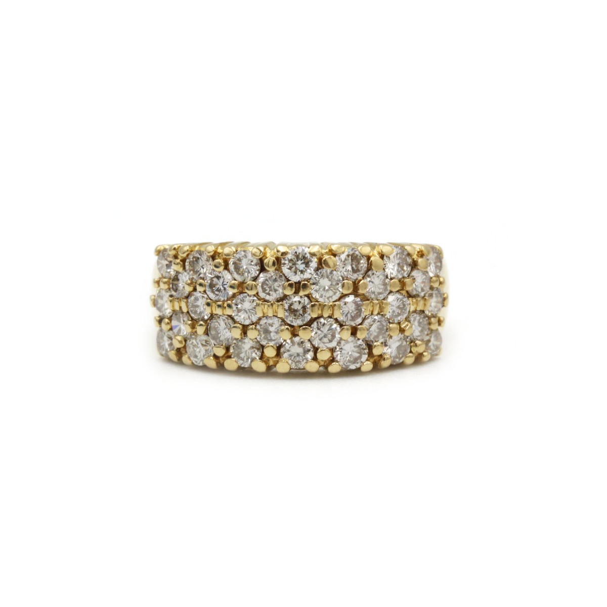 33 Diamond Pavé Ring In 18k Yellow Gold, Late 20th Century-photo-2