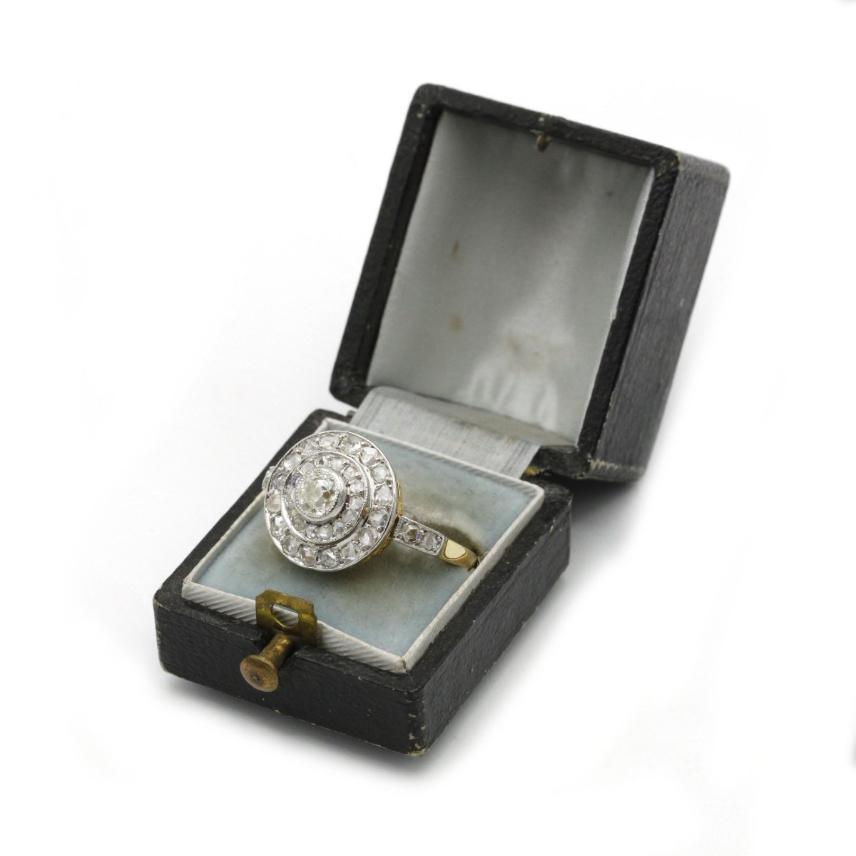 Antique 19th Century Ring - Yellow Gold And Rose-cut Diamonds -photo-4