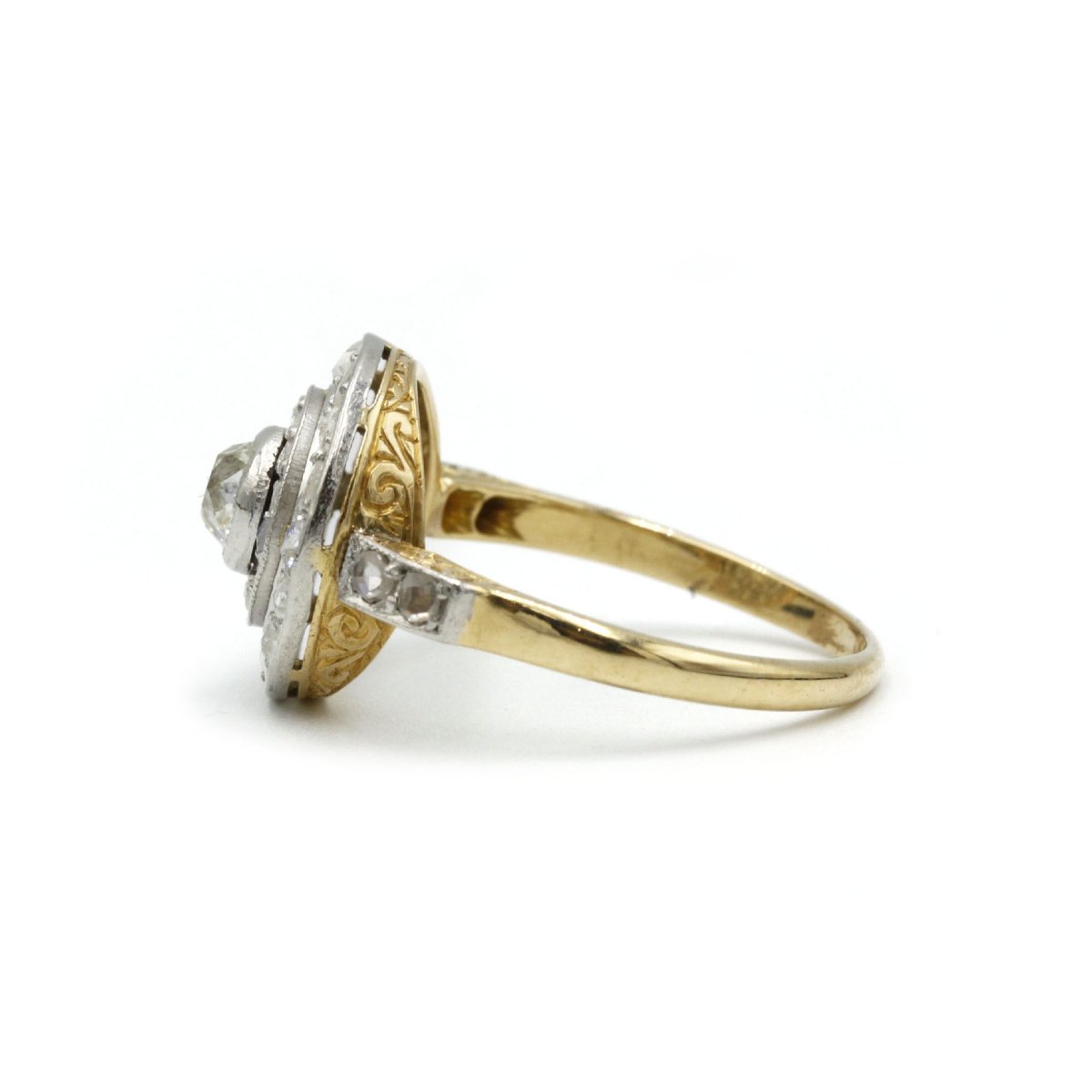 Antique 19th Century Ring - Yellow Gold And Rose-cut Diamonds -photo-2