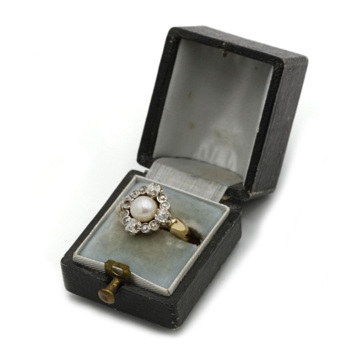 Antique 19th Century Ring - Yellow Gold, Old-cut Diamonds And Pearl-photo-4