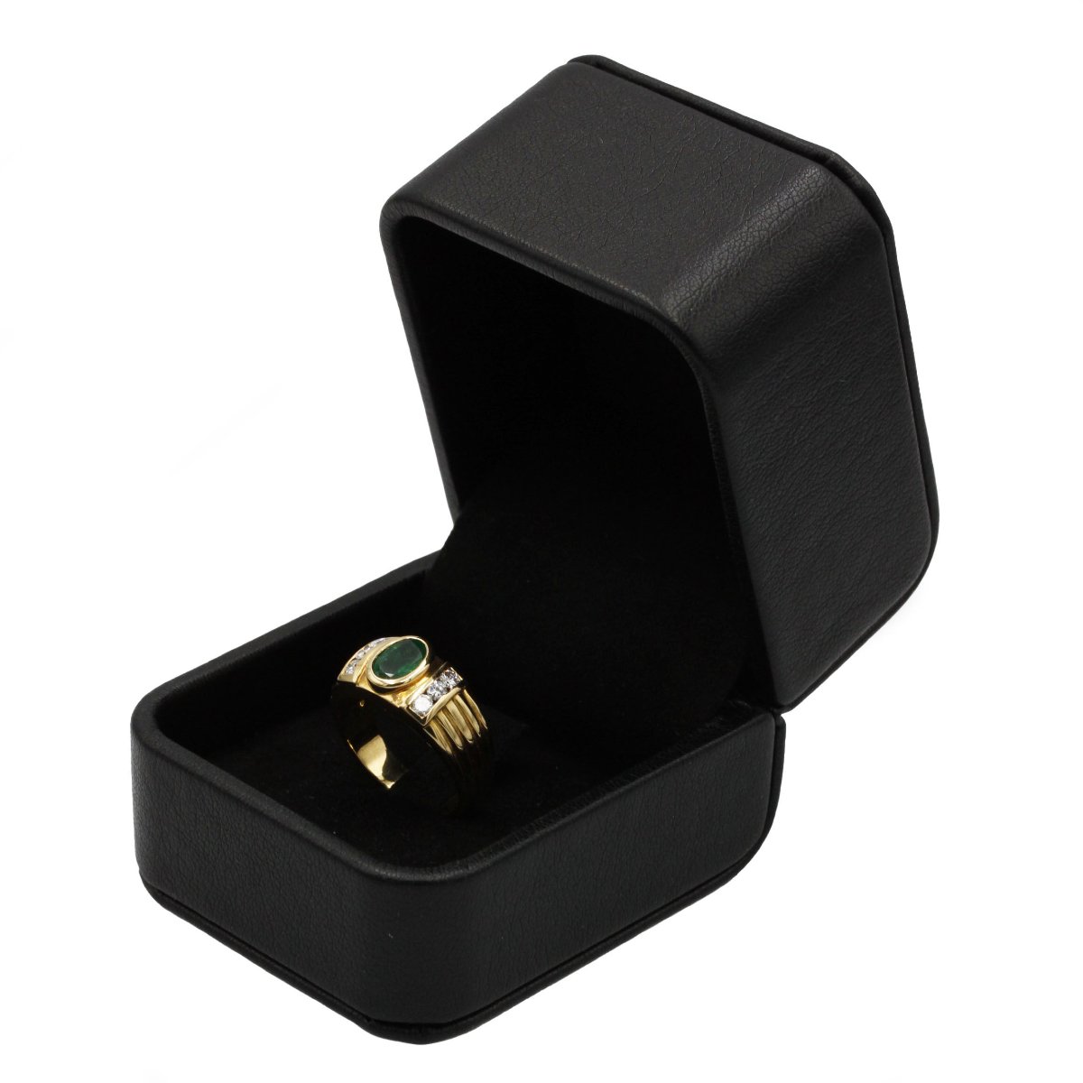 Bague bandeau - Or, émeraude et diamants-photo-4