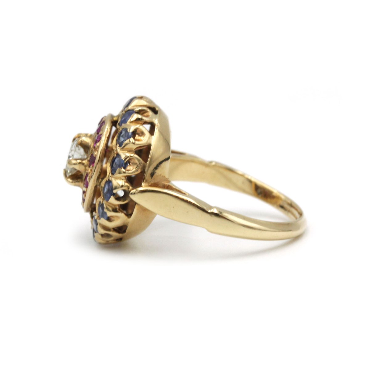 Bague tutti frutti - Or jaune 18K, rubis, saphirs et diamants-photo-3
