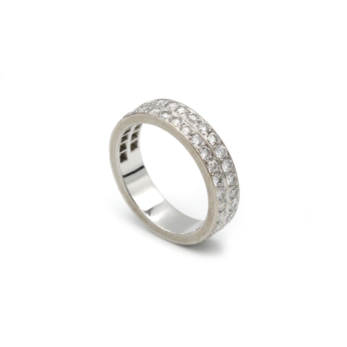 Bague bandeau - Or blanc et diamants-photo-4