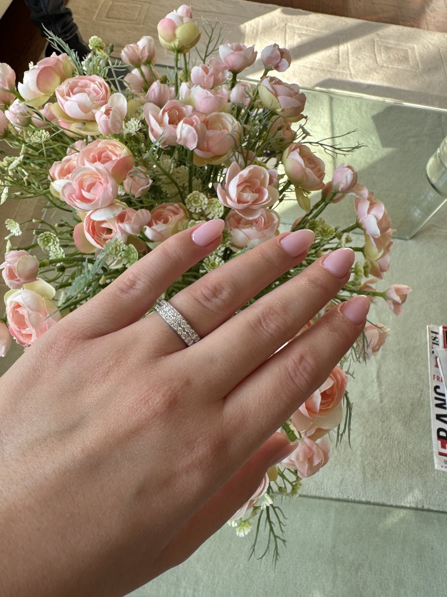 Bague bandeau - Or blanc et diamants-photo-1