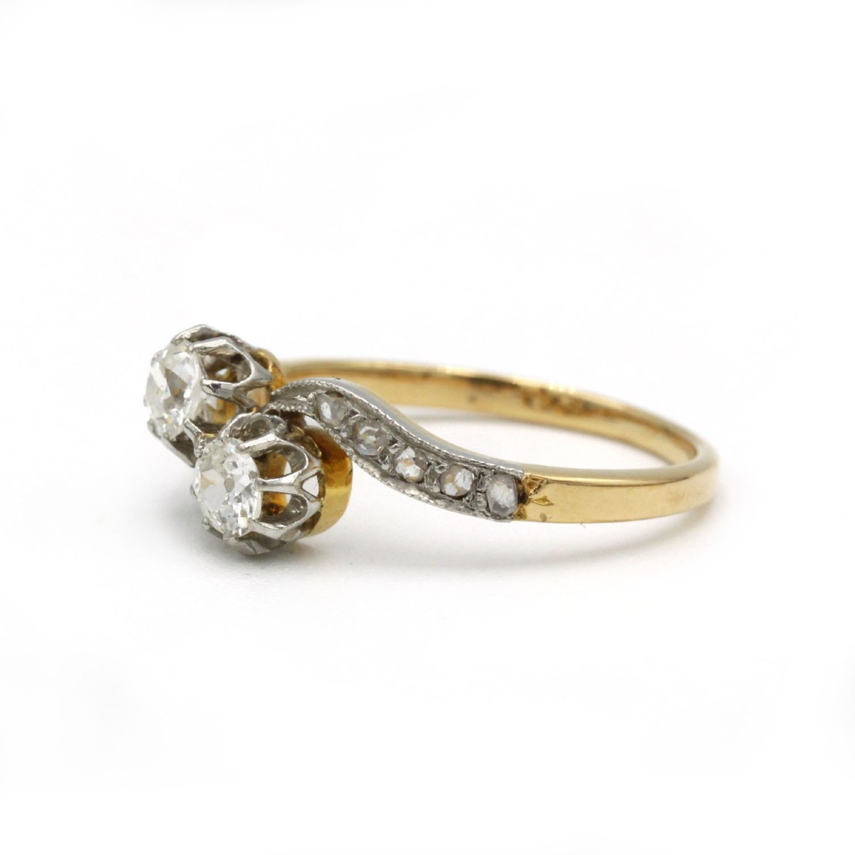 19th Century You And Me Ring - Yellow Gold And Diamonds-photo-4