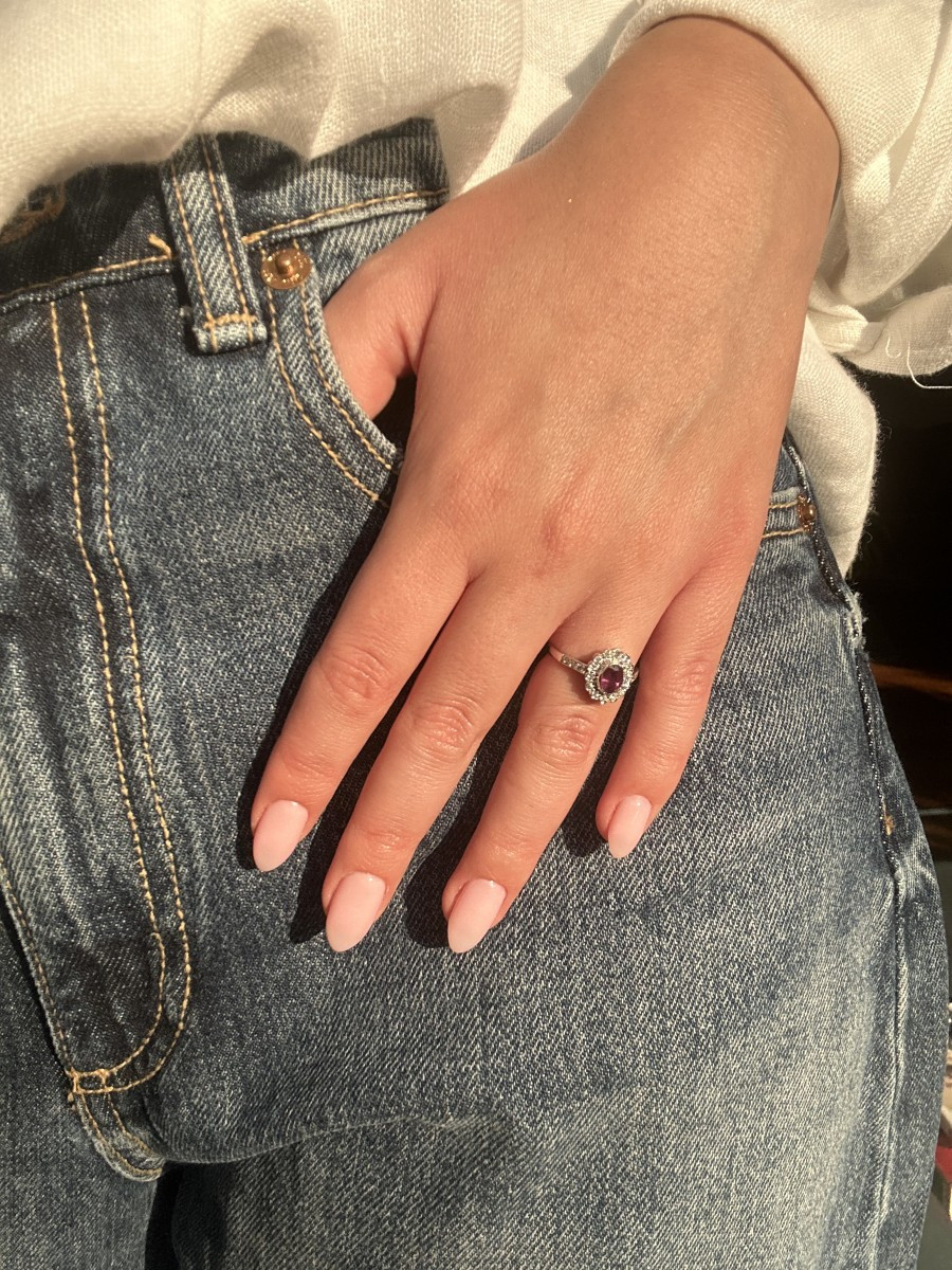 Bague - Or blanc, rubis et diamants-photo-2