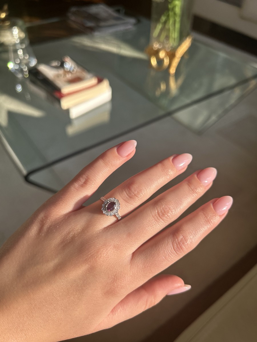 Bague - Or blanc, rubis et diamants-photo-4